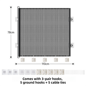 Black retractable mesh safety gate for babies and pets