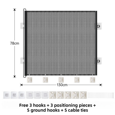 Black retractable mesh safety gate for babies and pets