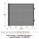 Retractable Mesh Safety Gate, No Drill 150cm Wide 78cm Tall Black