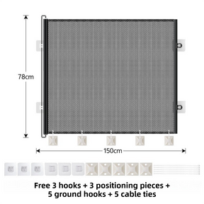 Retractable Mesh Safety Gate, No Drill 150cm Wide 78cm Tall Black