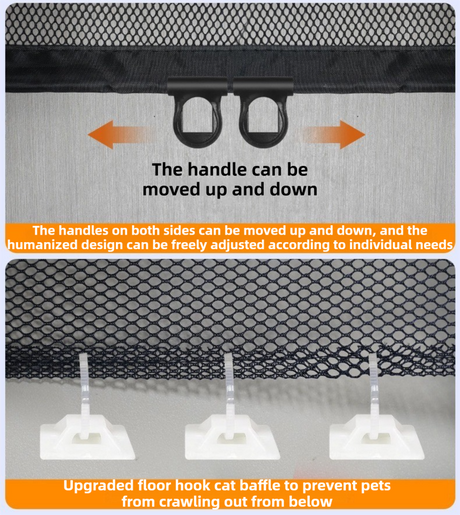 Retractable Mesh Safety Gate, No Drill 150cm Wide 78cm Tall Black