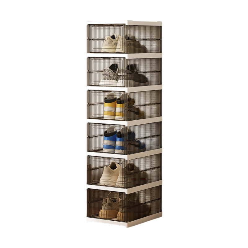 Elmhurst 6 Tier Foldable Shoe Storage Organiser, Grey image 1