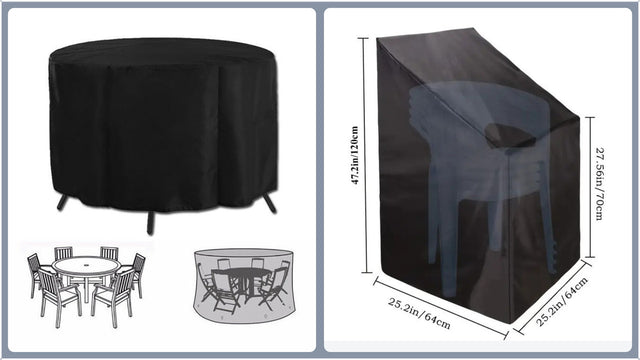 Round Table and Chair Cover Set Oxford 210D 2pcs