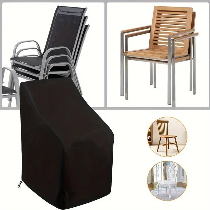 Round Table and Lounge Chair Cover Set, Black 185cm 2pcs