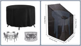 Round Table and Lounge Chair Cover Set, Black 230cm 2pcs