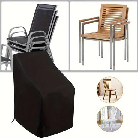 Round Table and Lounge Chair Cover Set, Black 230cm 2pcs