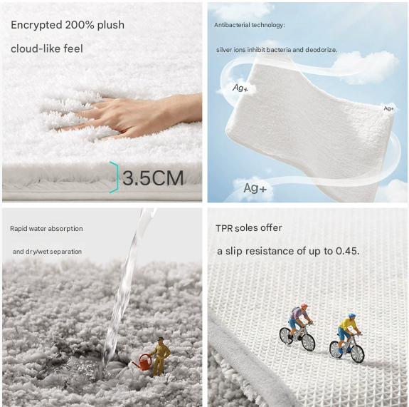 Shag Bath Mat, Khaki 60x90cm