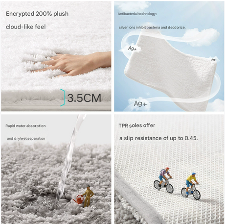 Shag Bath Mat, Khaki 60x90cm