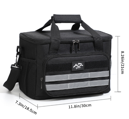 Limeuil large insulated cooler bag in black with detachable shoulder strap