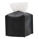 Black PU leather foldable tissue box cover holding a paper roll