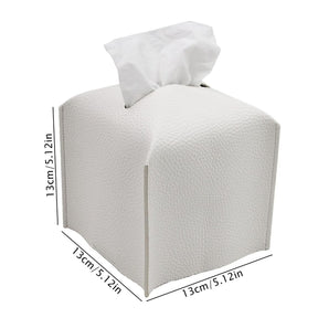 White PU leather foldable tissue box cover holding a paper roll