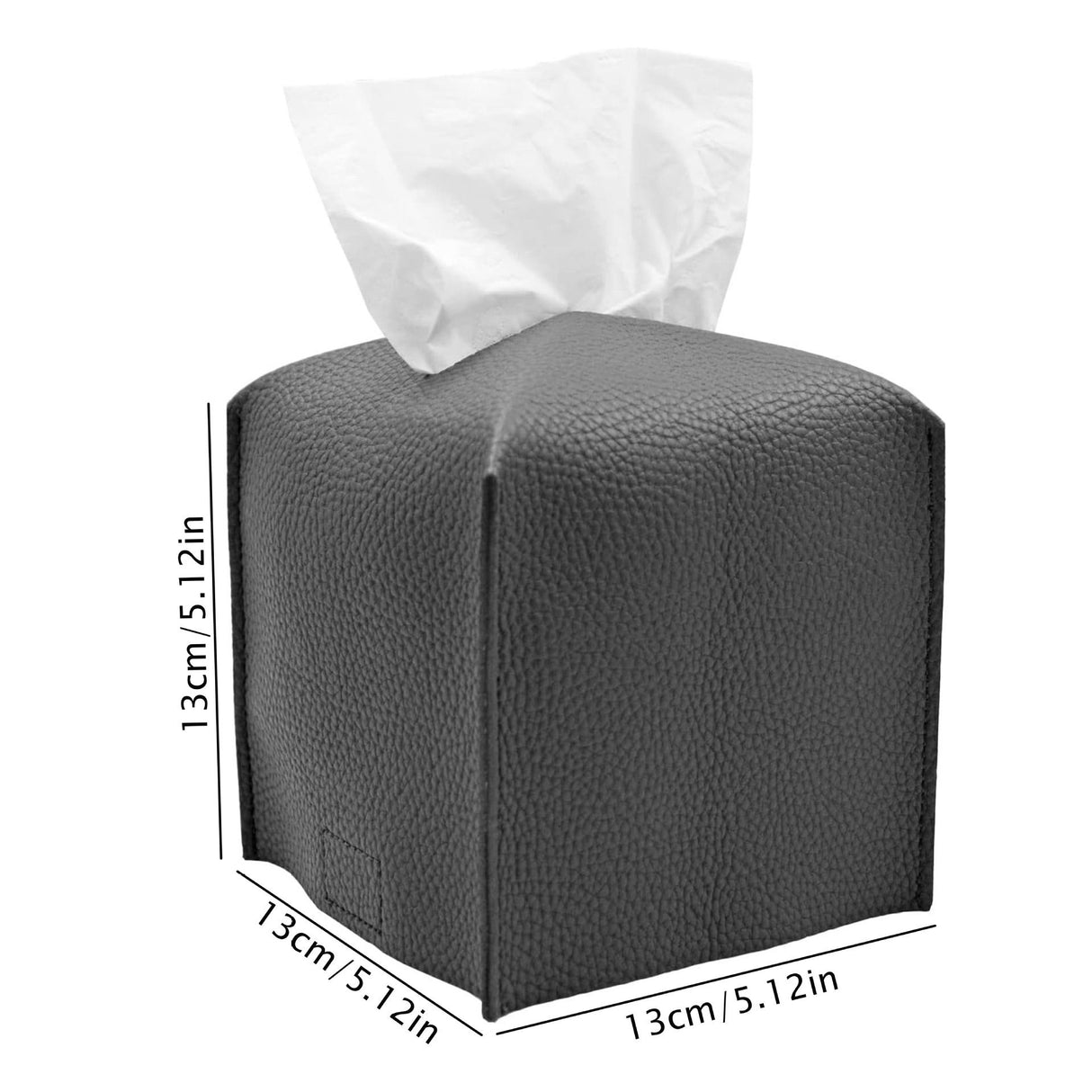 Dark grey PU leather foldable tissue box cover holding a paper roll