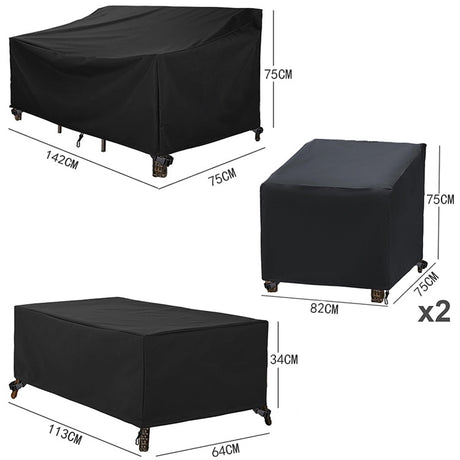 4 Piece Outdoor Furniture Cover Set Oxford 210D Medium