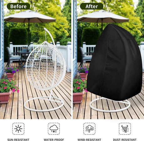Hanging Egg Chair Cover Oxford 210D Black 230 x 200cm