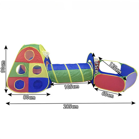 Kids three piece pop up play tent and tunnel set with ball pit