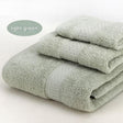 Light green 3 piece cotton jacquard towel set with bath towel, hand towel and face washer