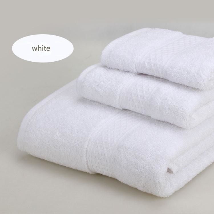 White 3 piece cotton jacquard towel set with bath towel, hand towel and face washer
