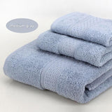 Medium grey 3 piece cotton jacquard towel set with bath towel, hand towel and face washer