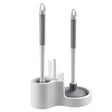 4 in 1 toilet cleaning set with brush, plunger, drain unclogger and gap brush in one holder