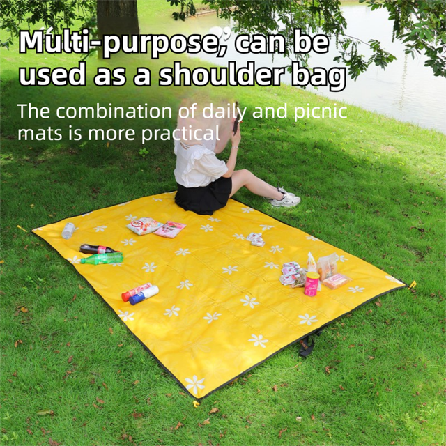 Threlkeld Waterproof Picnic Mat, Yellow Sunflower, 145x200cm