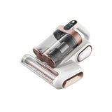 White and gold cordless UV mattress vacuum for dust mite removal