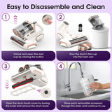 Ingolstadt UV Mattress Vacuum, Handheld Mite Remover, 8000Pa, White and Gold