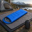 Aysen blue envelope sleeping bag with black waterproof fleece camping blanket