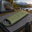 Osorno green envelope sleeping bag with black waterproof fleece camping blanket