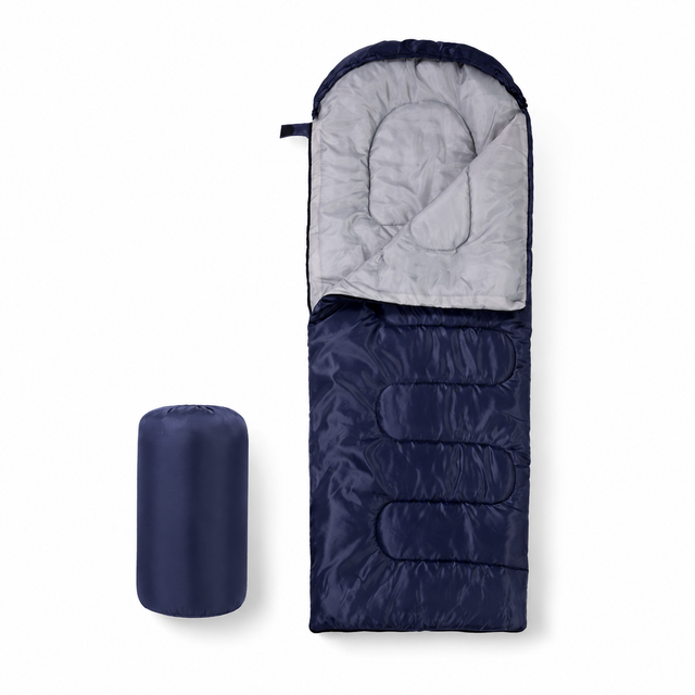 Envelope Camping Sleeping Bag, 0°C, 210x75cm, Navy Blue