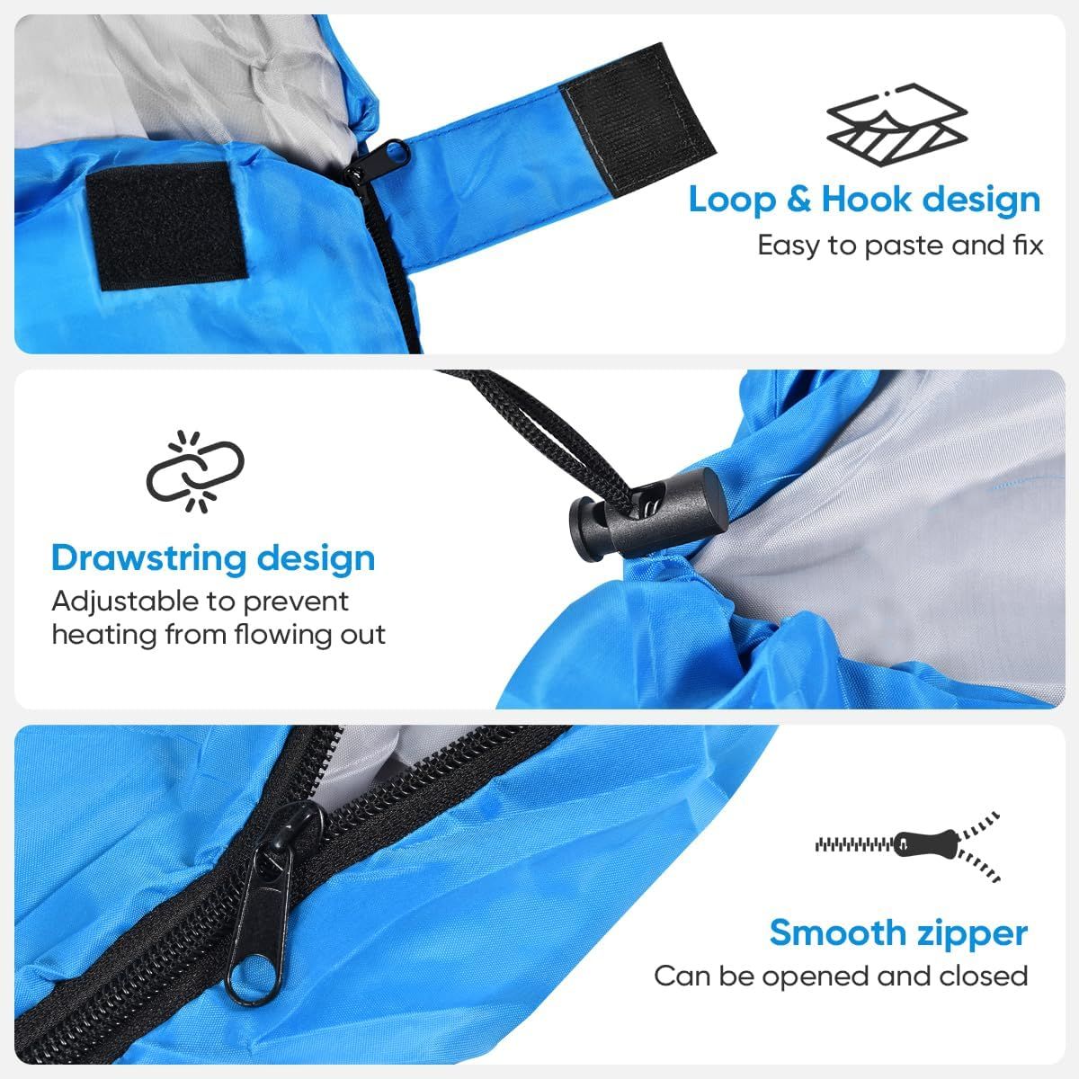 Envelope Camping Sleeping Bag, 0°C, 210x75cm, Red