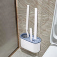 Blue 3 in 1 toilet brush set with wall mounted holder, globe brush, rim brush and detail brush