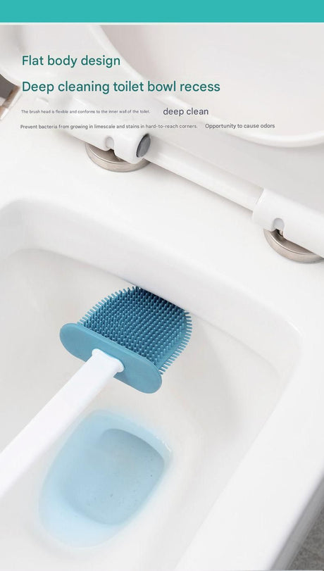 Wall mounted white holder with all three toilet brushes stored in place
