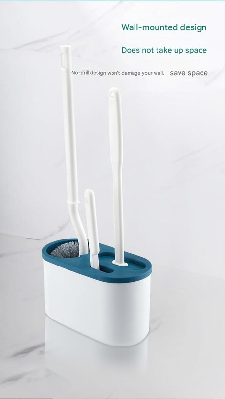 Flat TPR brush reaching under the rim of a toilet bowl
