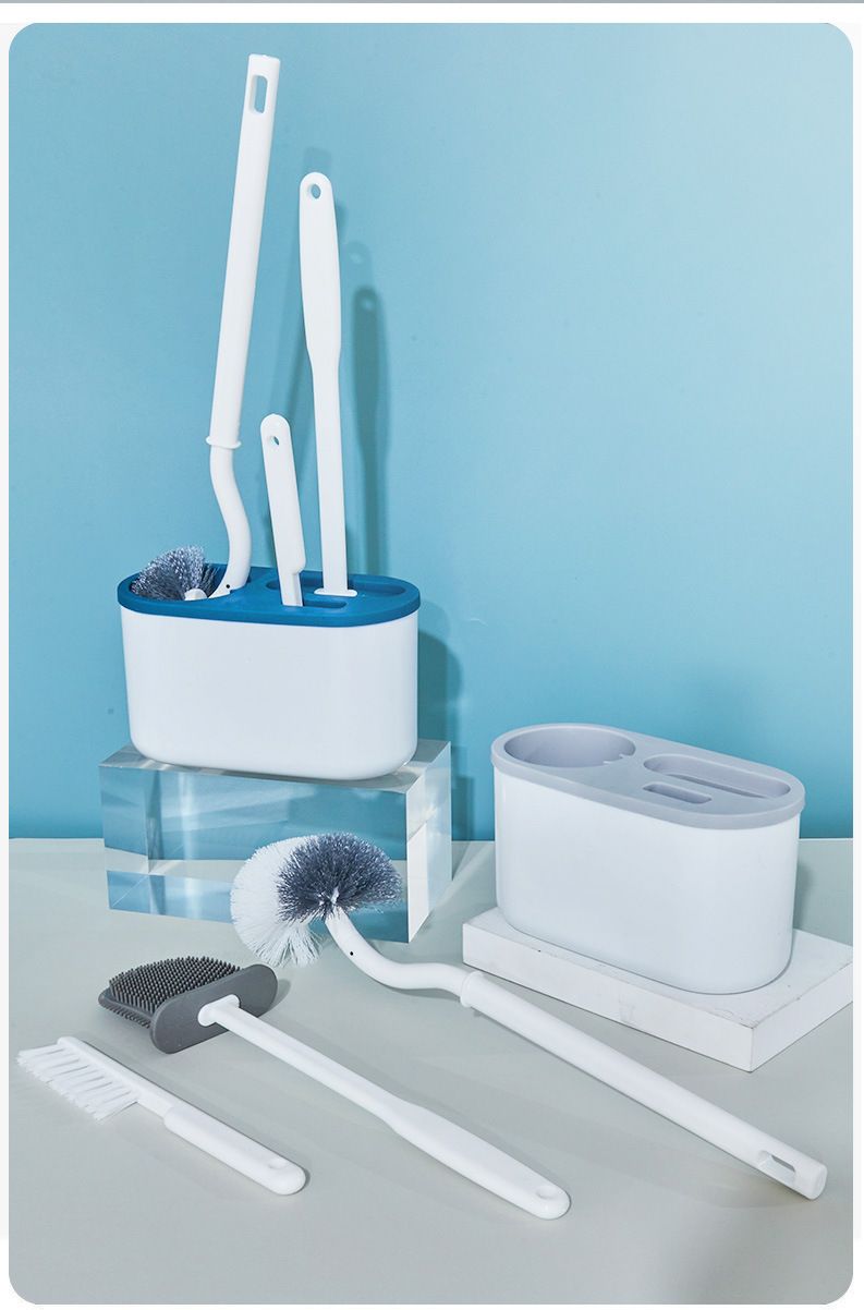 Dimension diagram of the white toilet brush holder, 19 x 9.8 x 10.8 cm
