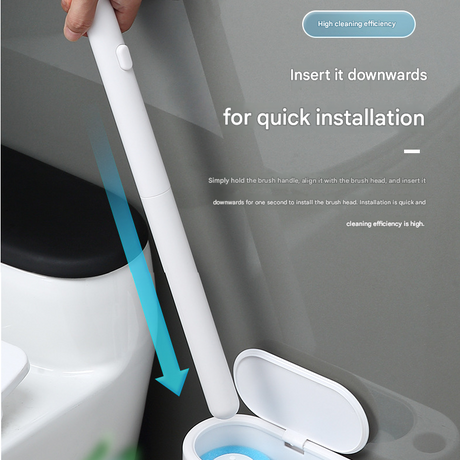 Wall mounted toilet brush holder fitted beside a toilet, floor kept clear