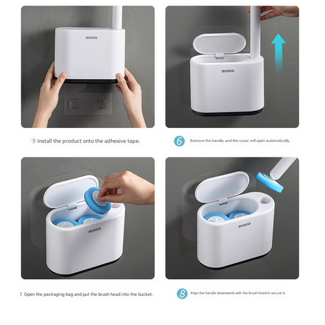 Complete set with wall holder, cleaning handle and disposable refill heads