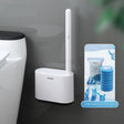 White and black disposable toilet brush set with wall mounted holder and refill heads