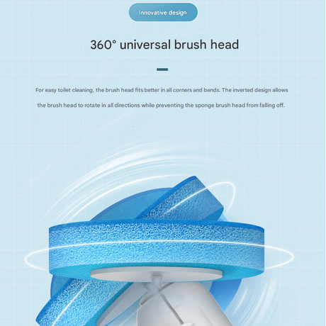 360 degree rotating head cleaning under the rim of a toilet bowl
