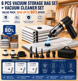 Cordless handheld vacuum with reusable compression storage bags