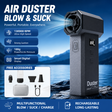 Black cordless handheld turbo vacuum and blower with nozzle attachments