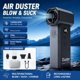 Black cordless handheld turbo vacuum and blower with nozzle attachments