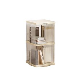 Ludlow cream white square 2 layer rotating bookshelf