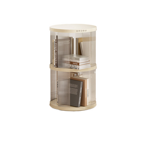 Ludlow cream white circular 2 layer rotating bookshelf