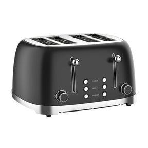 Four slice pop up toaster with ceramic heating elements, front view