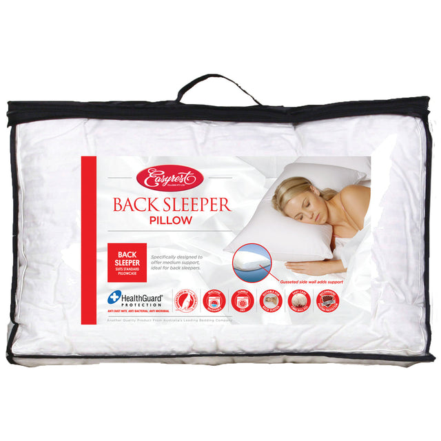 Easy Rest Fibre Ball Fill Back Sleeper Pillow — Gusseted Support, Machine Washable — Allure Home Collections