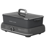 Grey 6 L electric hot pot and multi cooker with square nonstick pot