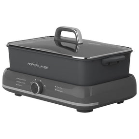 Grey 6 L electric hot pot and multi cooker with square nonstick pot