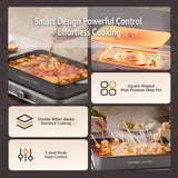 Dimensions of the 422 mm wide electric hot pot and multi cooker