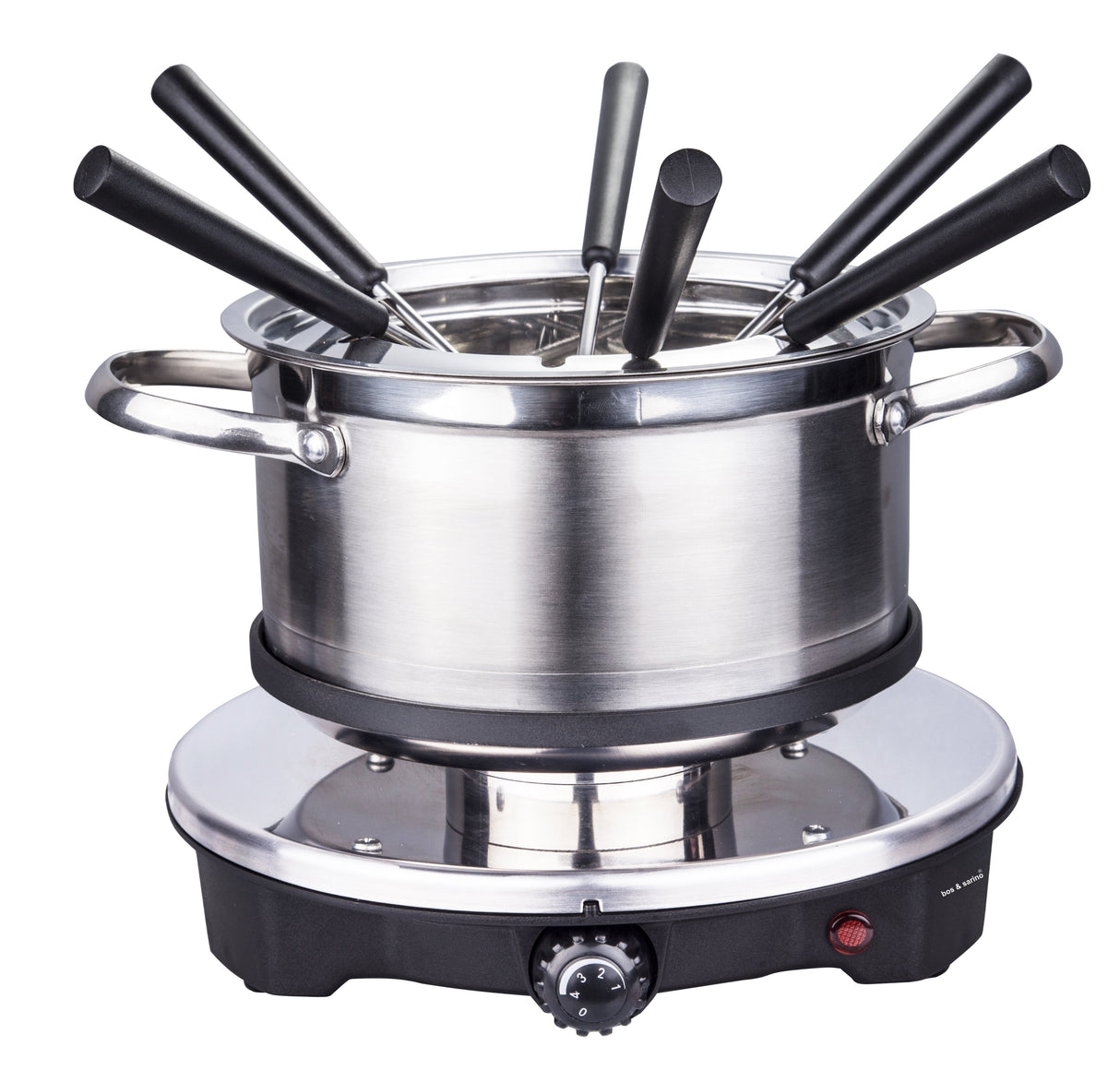 Stainless steel 2 L electric fondue set and hot pot with glass lid
