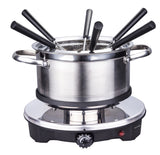 Stainless steel 2 L electric fondue set and hot pot with glass lid